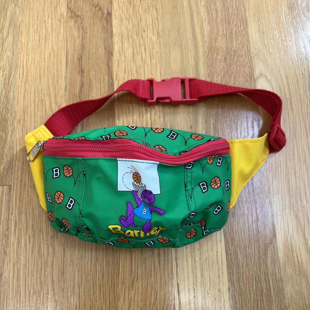 Vintage Barney Dinosaur 1992 Lyons Group Vinyl Belt Bag Fanny Pack Basketball